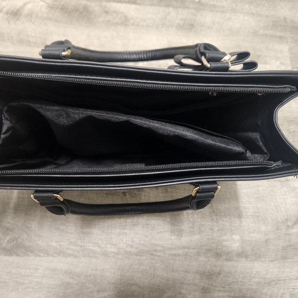 Laptop Bag for Women 15.6 Inch Tote Business Work Bag Leather Waterproof - Black - Picture 12 of 14